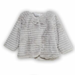 Kabátek kojenecký chlupatý s bavlněnou podšívkou, Minoti, BOW 2, šedá - 86/92 | 18-24m