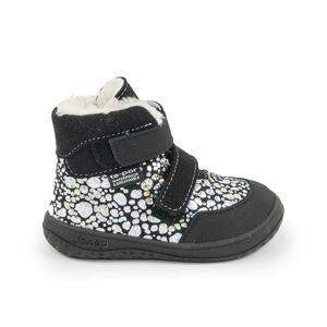 dívčí zimní boty s kožešinou, barefoot, 2 suché zipy, J-B-JERRY/Z černá/bublinky - 23