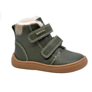 Chlapecké zimní boty Barefoot DENY KHAKI, Protetika, zelená - 33